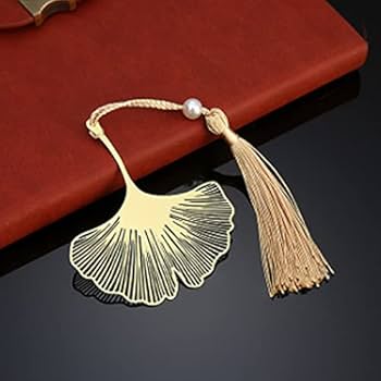 Amazon | ARFUKA しおり 金属製 イチョウのしおり 中空 本マーク